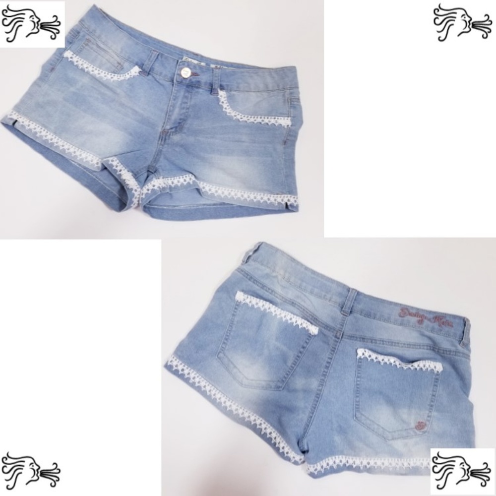 Indigo Rein Size 11 Blue Jean Shorts Lace Trim